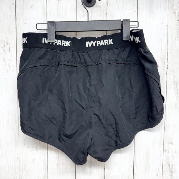 Ivy Park Short Women Size Large Black Athletic Elastic Waist Logo Shorts Casual - Picture 2 of 7
